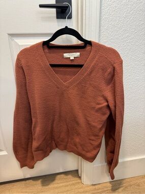 LOFT V-Neck Sweater in Terracotta